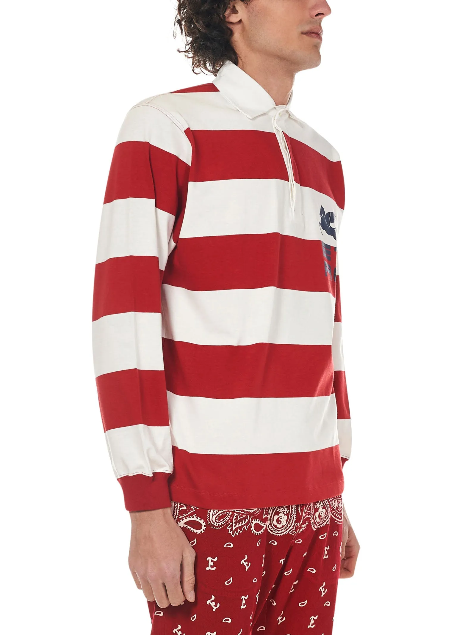 Etro Rugby-Striped Long-Sleeved Polo Shirt
