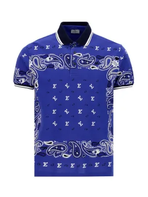 Etro Striped Trim Paisley-Print Polo Shirt