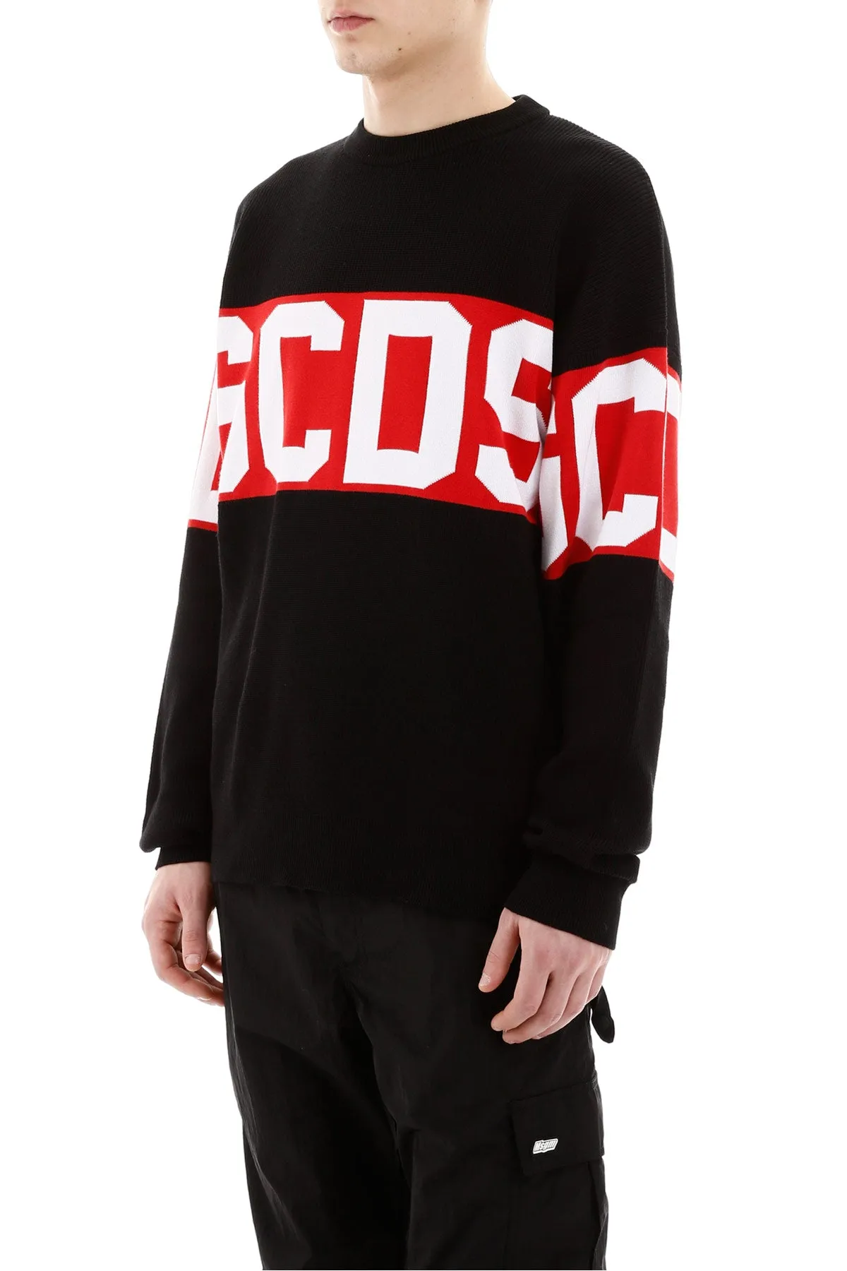 GCDS Logo Band Intarsia Sweater