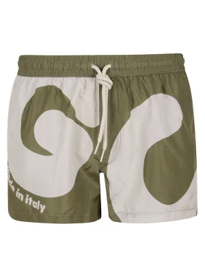 GCDS Logo Printed Drawstring Swim Shorts