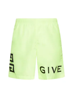 Givenchy Mid Rise Logo Printed Swim Shorts