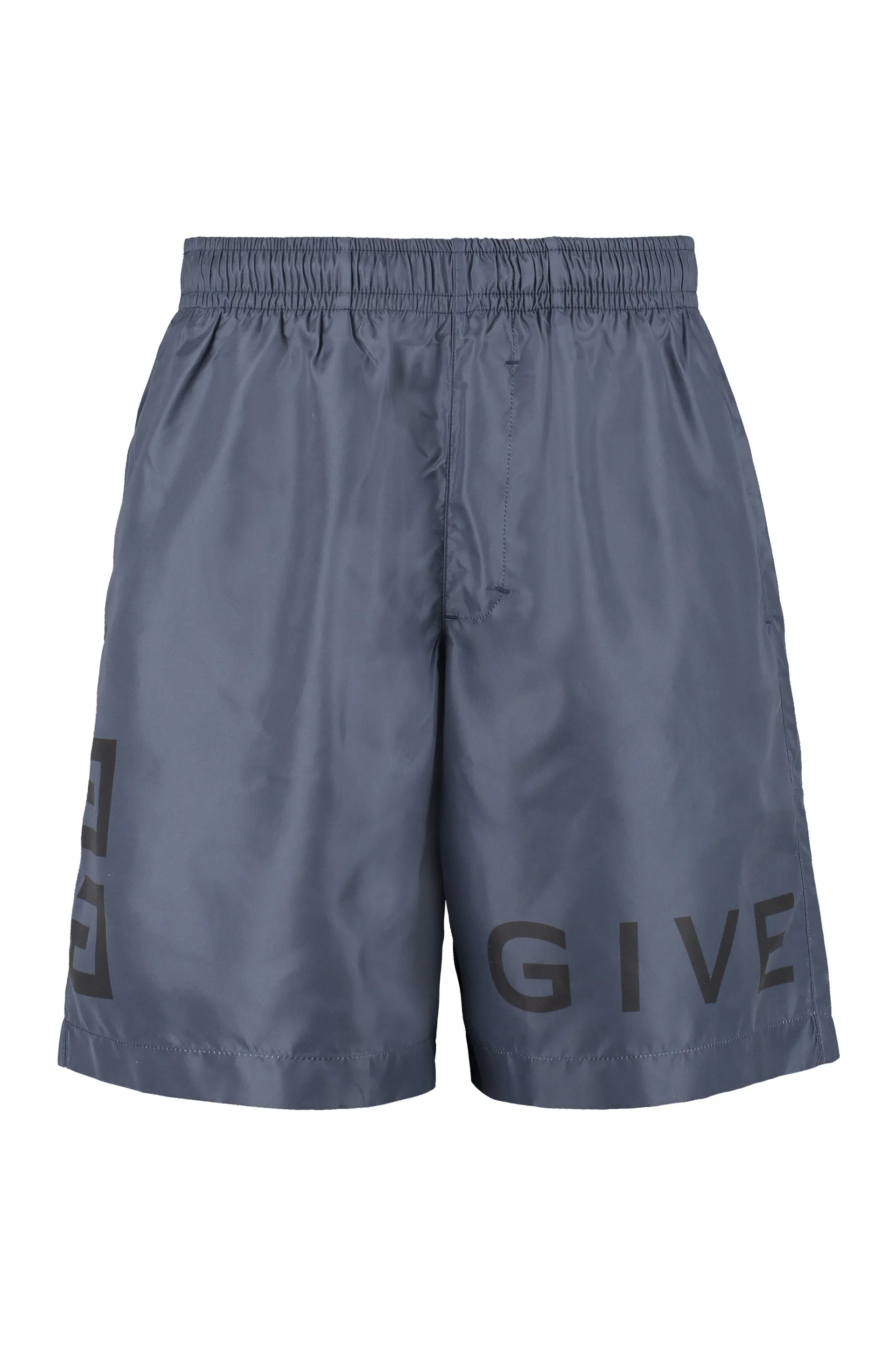Givenchy Mid Rise Logo Printed Swim Shorts