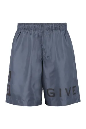 Givenchy Mid Rise Logo Printed Swim Shorts
