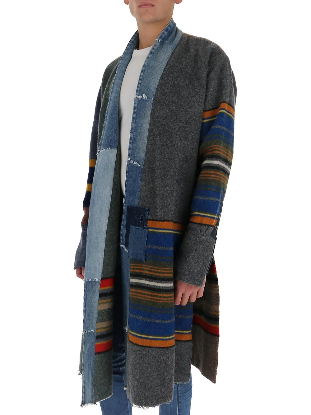 Greg Lauren Striped Denim Coat