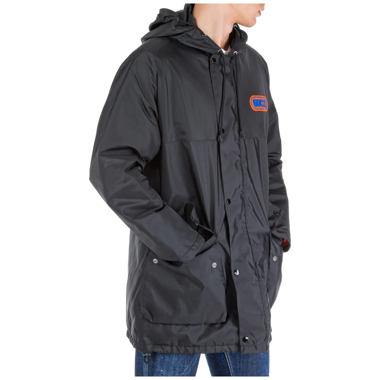 Gucci Hooded Logo Patch Coat
