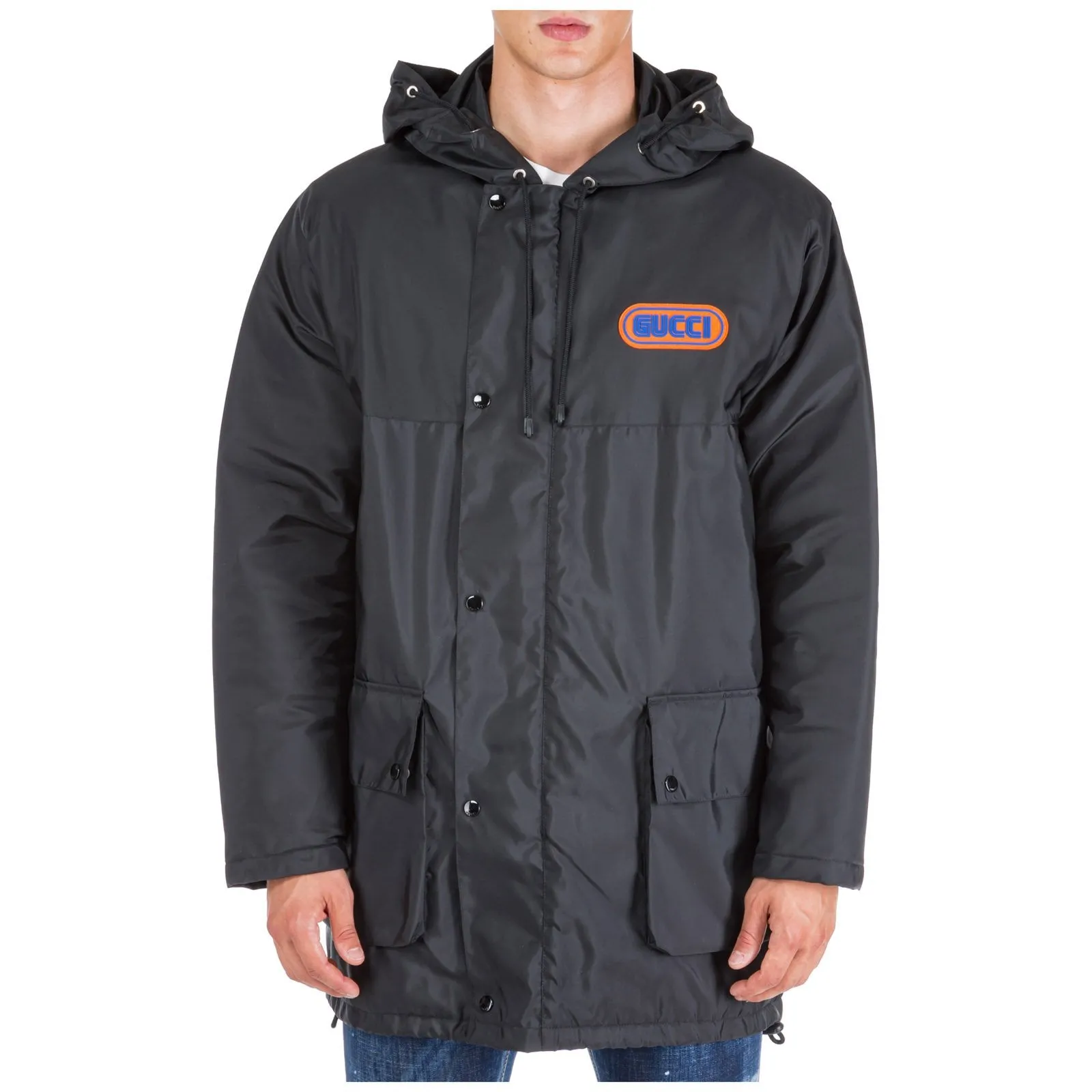 Gucci Hooded Logo Patch Coat