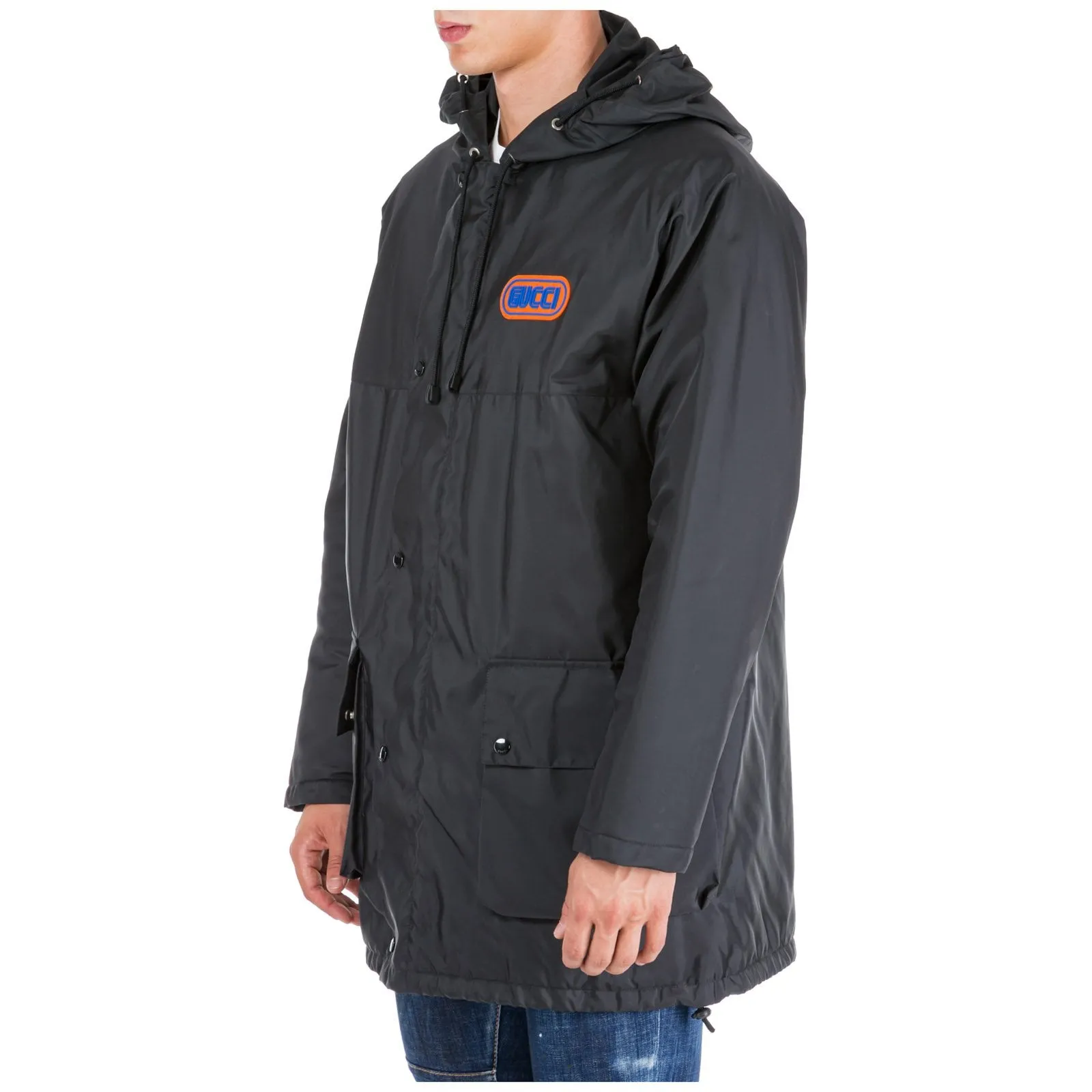 Gucci Hooded Logo Patch Coat