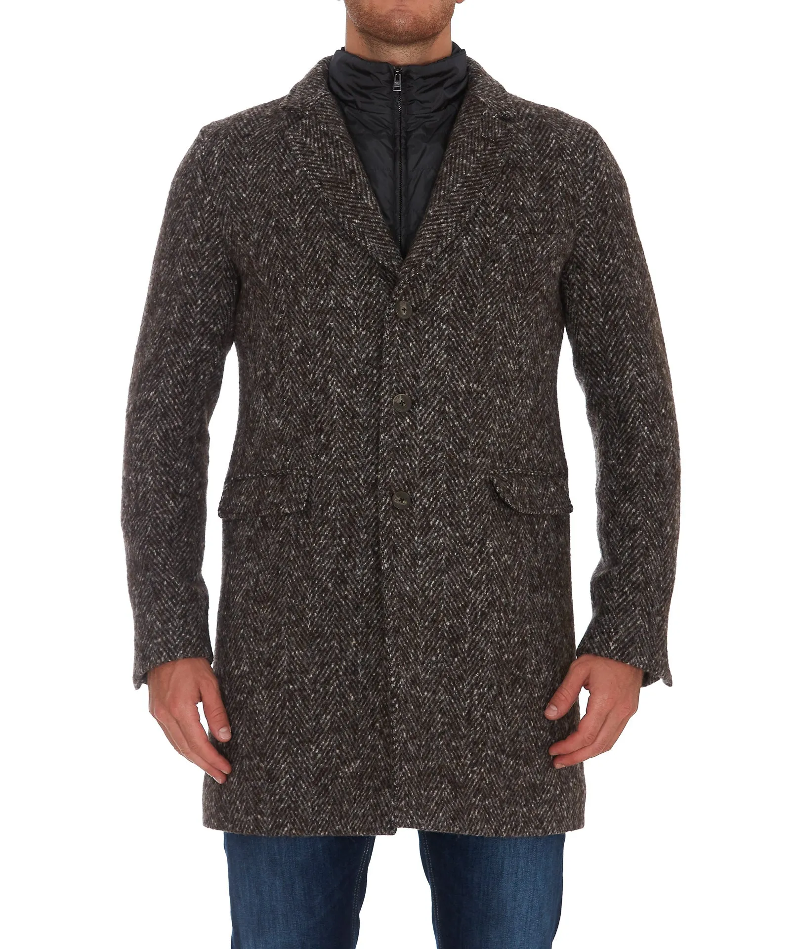 Herno Single-Breasted Layered Coat
