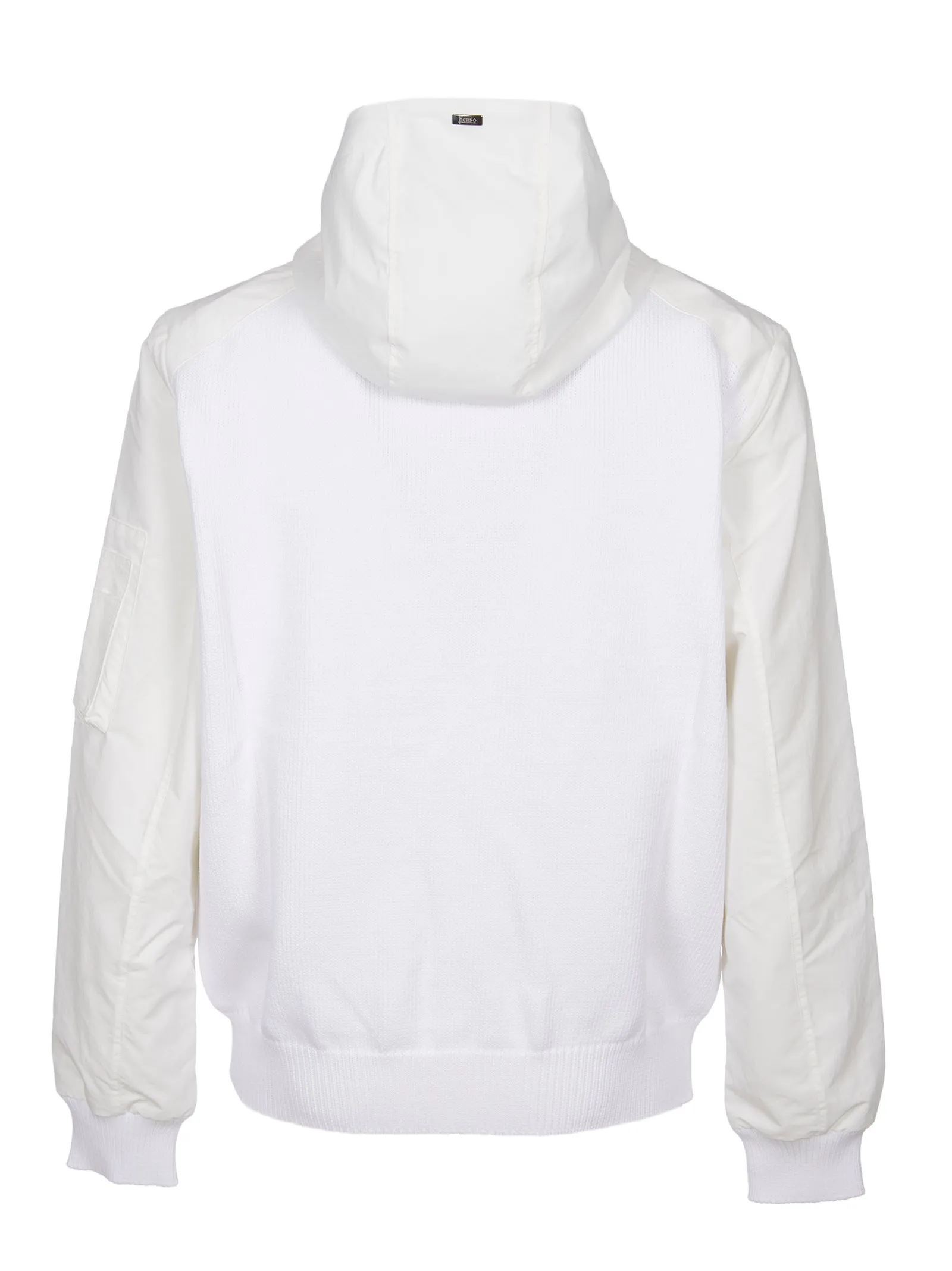 Herno Zipped Knitted Panel Drawstring Hoodie