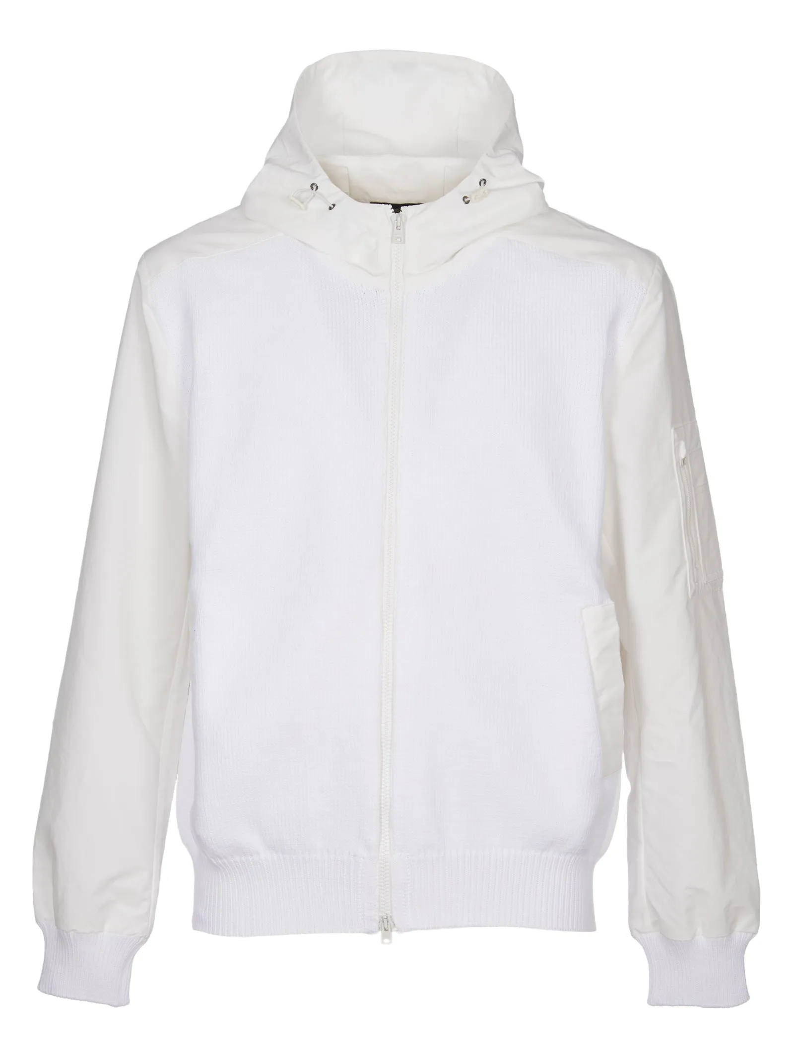 Herno Zipped Knitted Panel Drawstring Hoodie