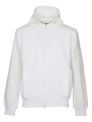 Herno Zipped Knitted Panel Drawstring Hoodie