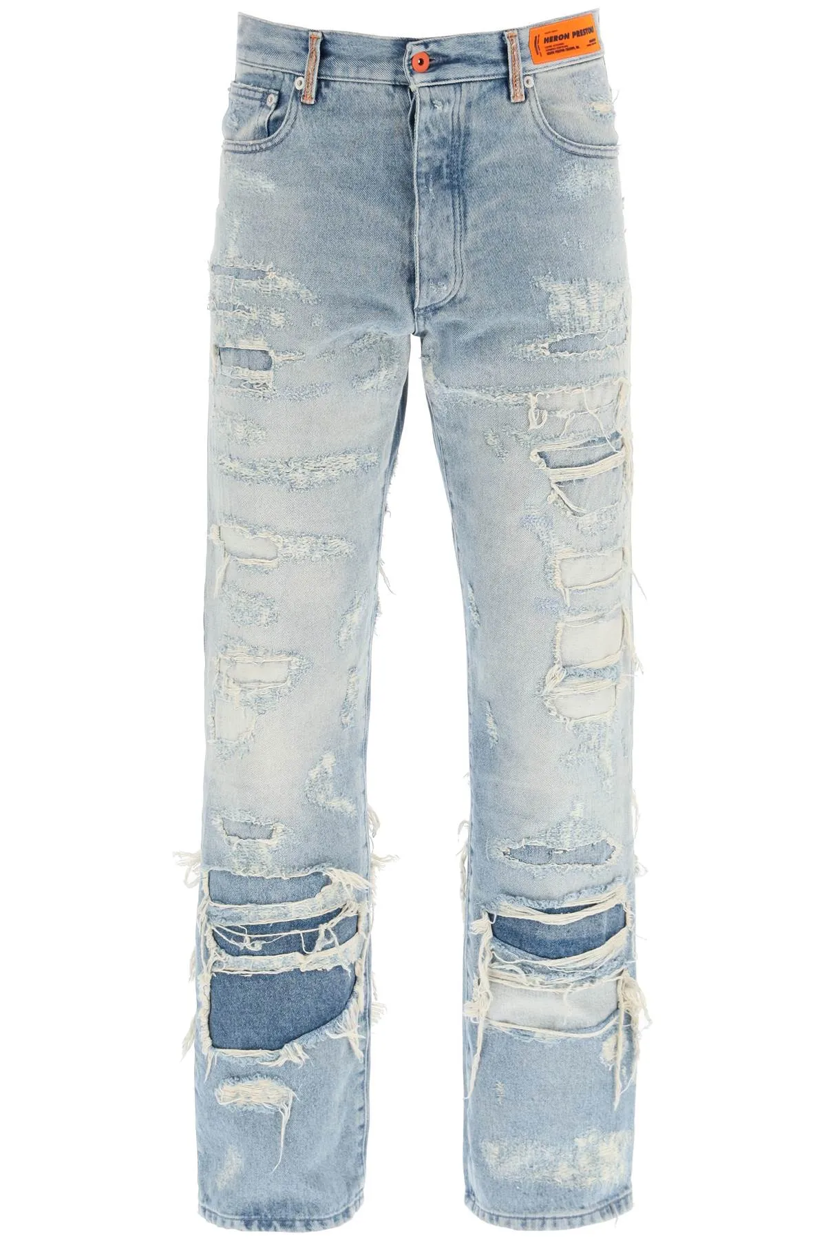 Heron Preston Logo Patch Distressed Jeans