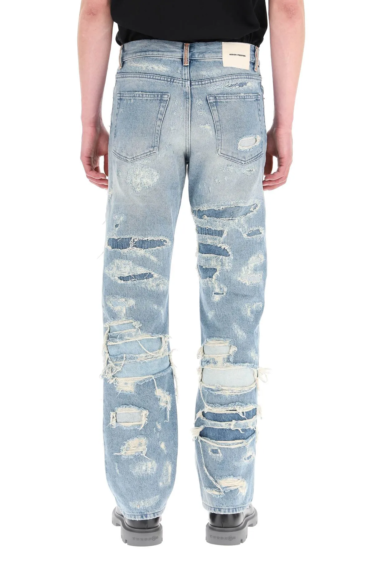 Heron Preston Logo Patch Distressed Jeans