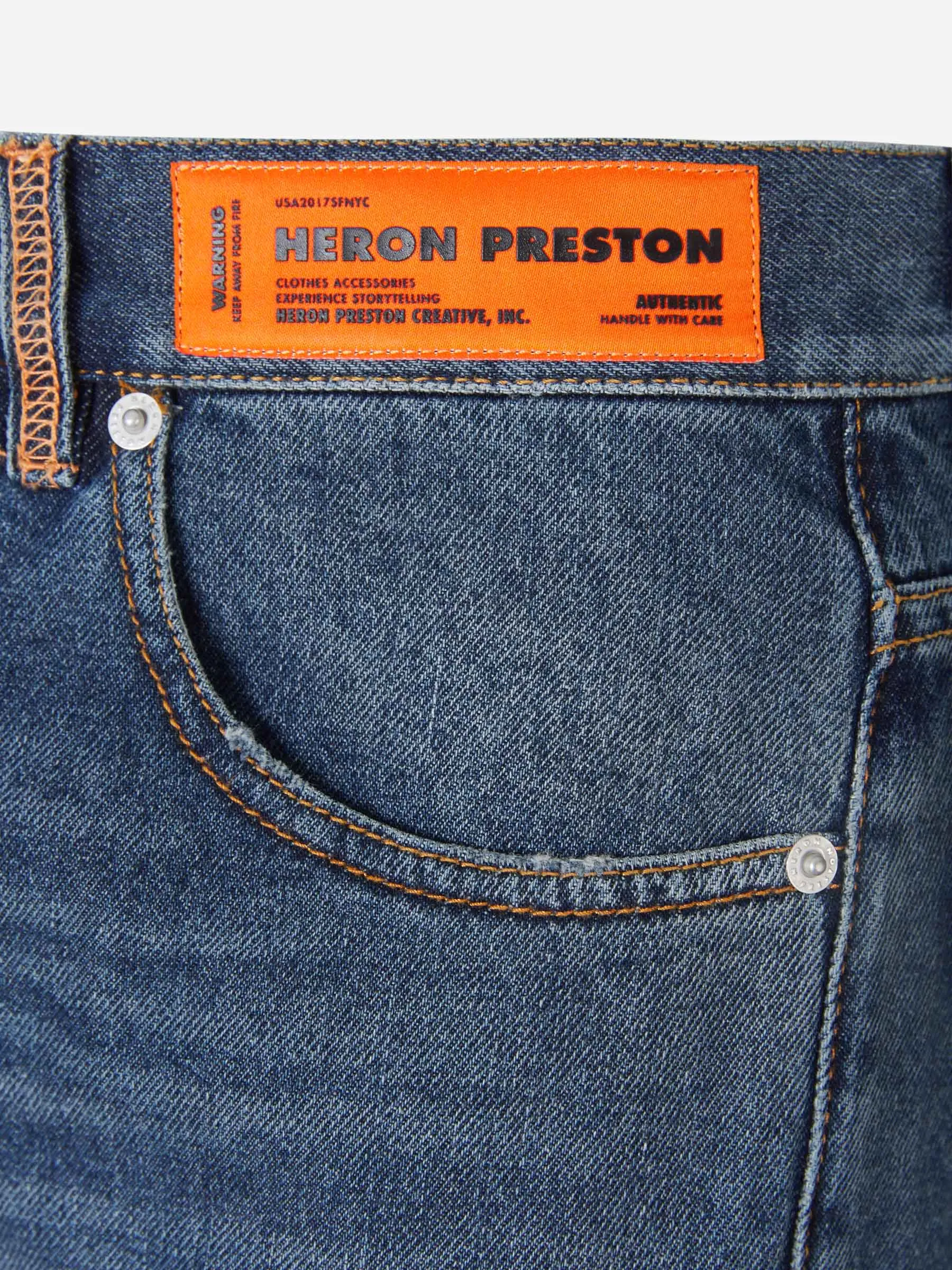 Heron Preston Logo Patch Straight Leg Jeans