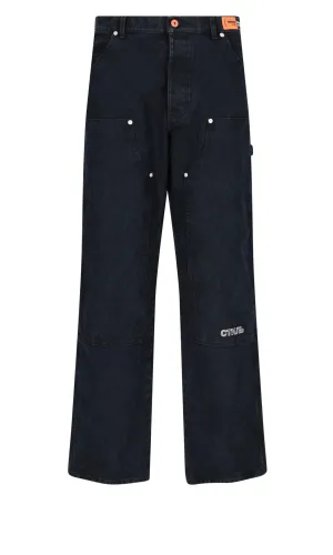 Heron Preston Logo Patch Straight Leg Jeans