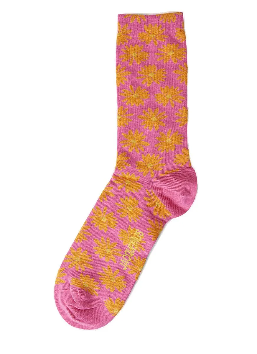 Jacquemus Les Chaussettes Allover Floral Embroidered Socks