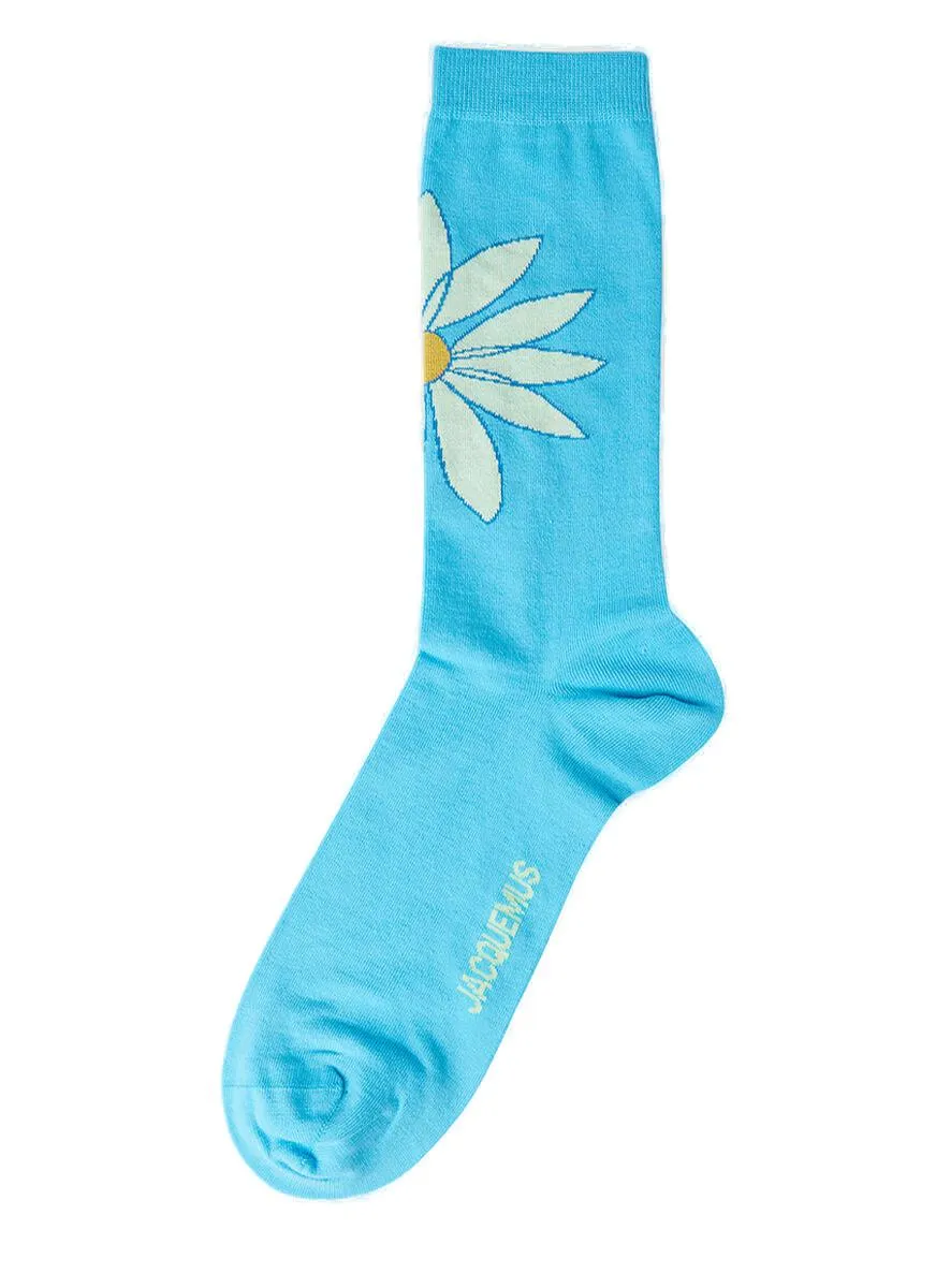 Jacquemus Les Chaussettes Aqua Floral Intarsia Socks