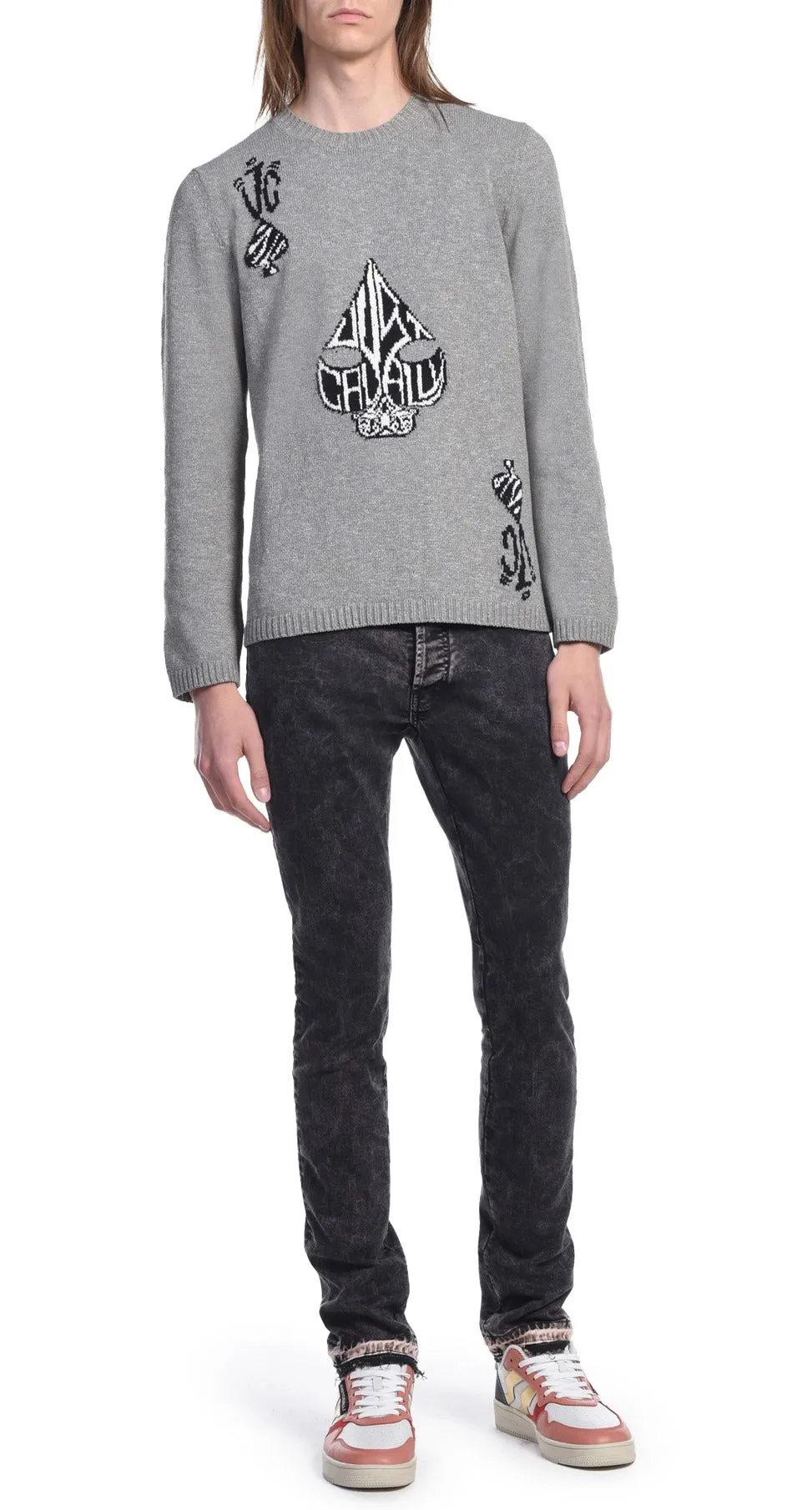 Just Cavalli Ace Logo Jacquard Knitted Jumper