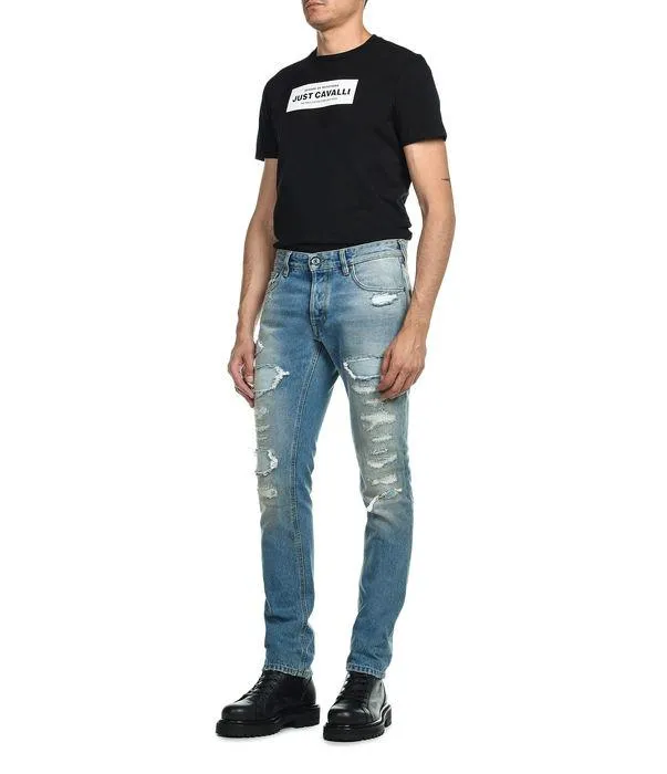 Just Cavalli Distressed Slim Fit Jeans