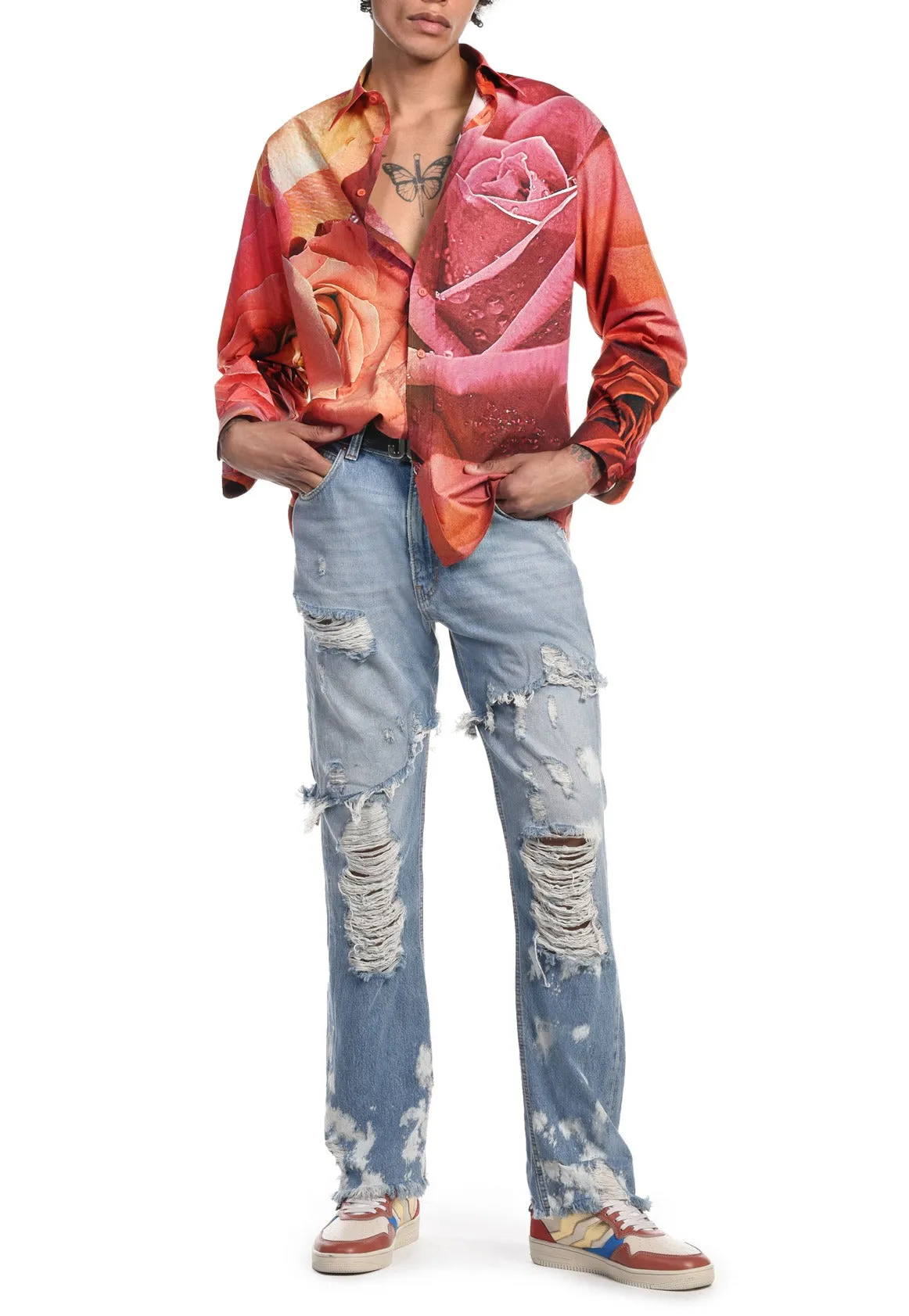 Just Cavalli Distressed Straight Fit Jeans