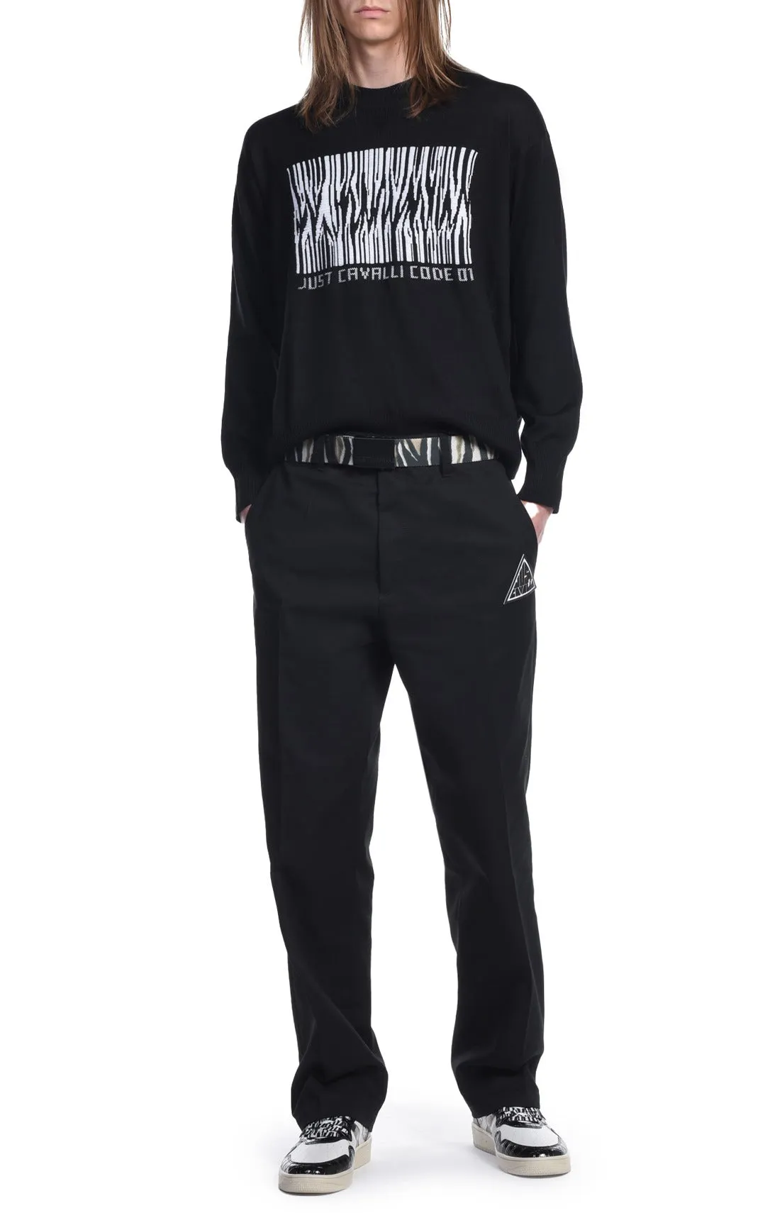 Just Cavalli Graphic Intarsia Knitted Sweater