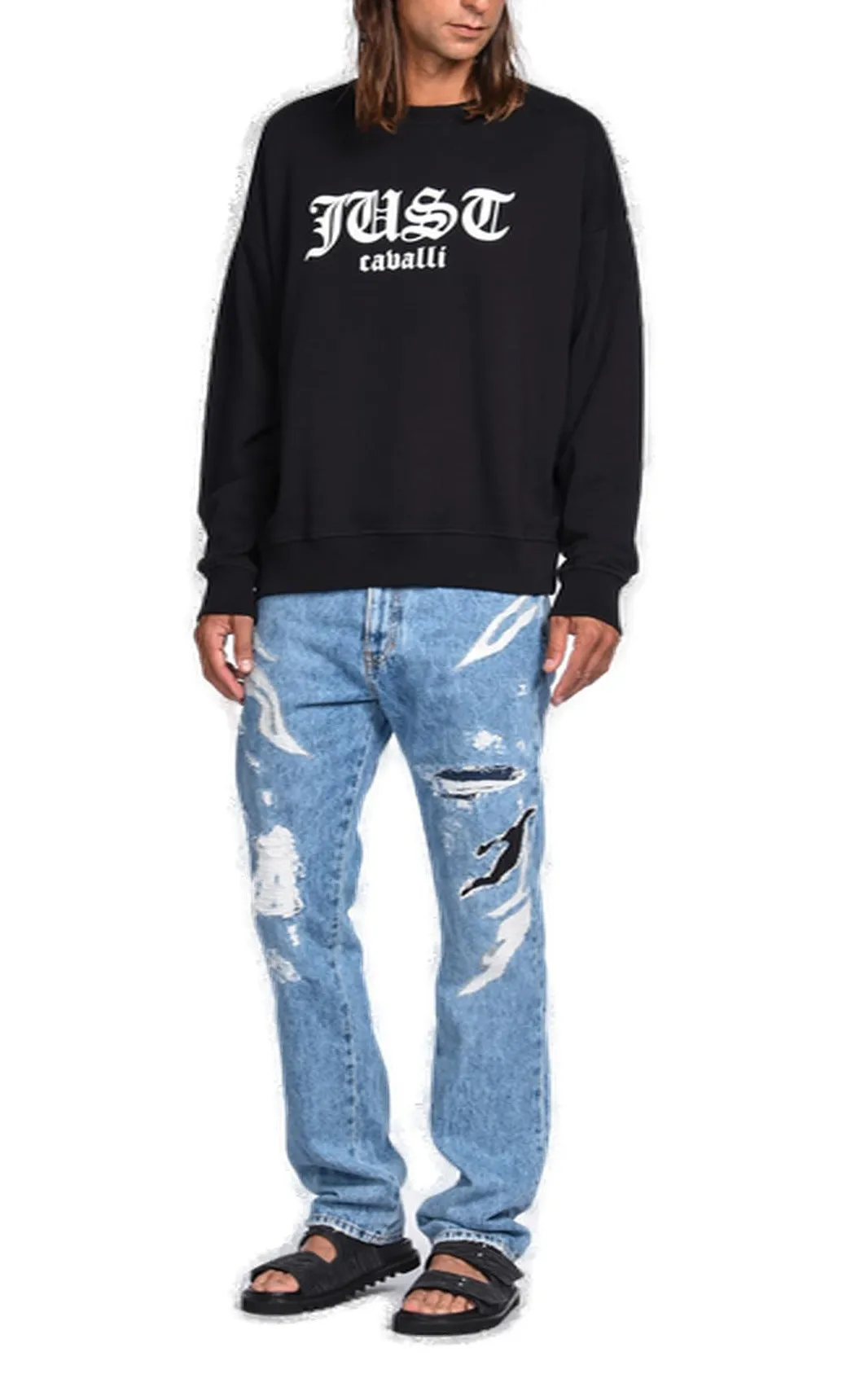 Just Cavalli Logo Print Crewneck Sweater
