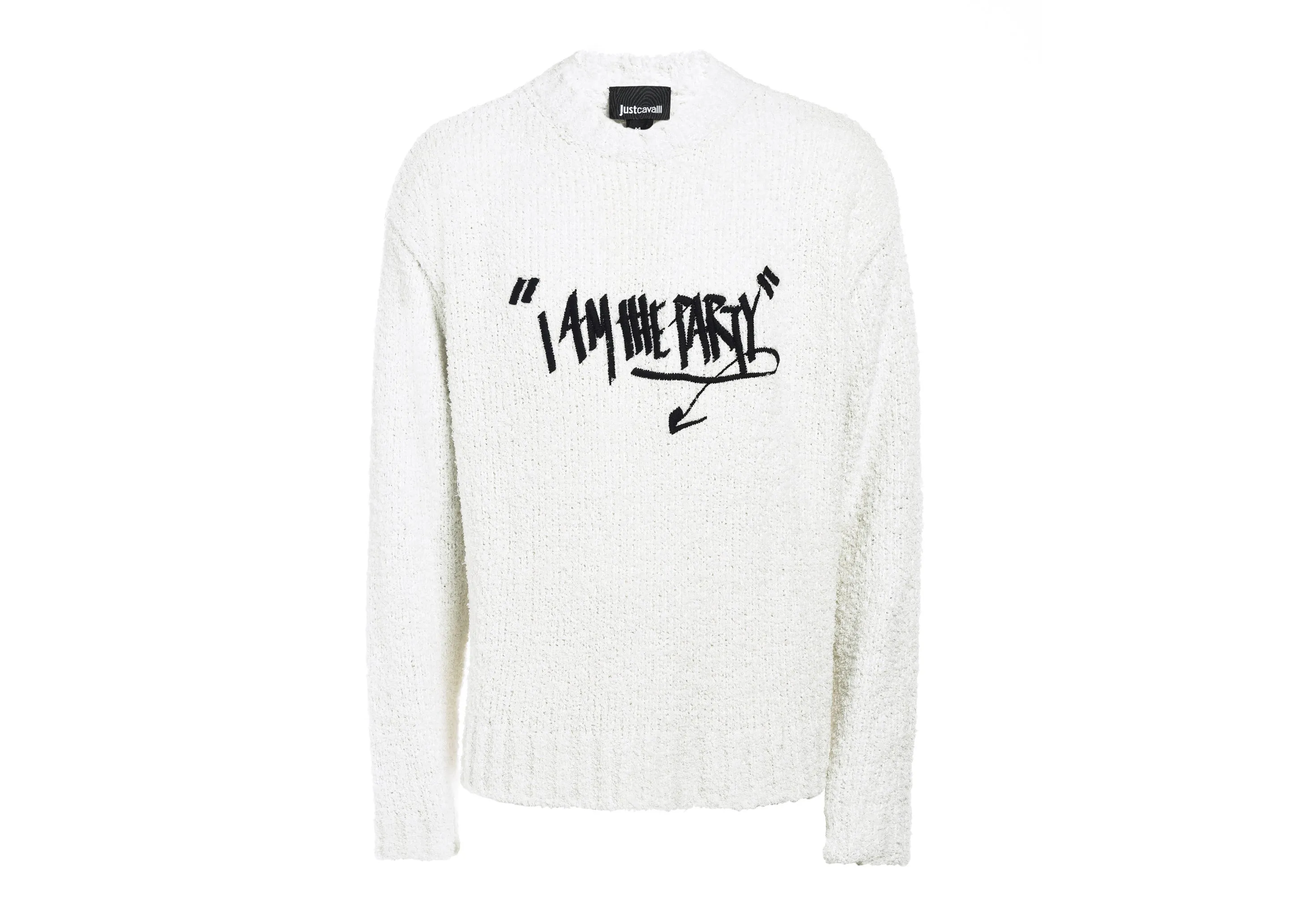 Just Cavalli Slogan Embroidered Knitted Sweater