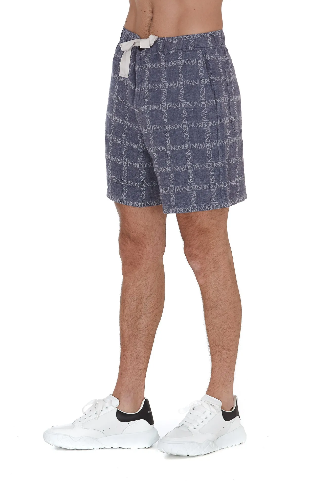 JW Anderson All-Over Logo Print Wide Leg Shorts