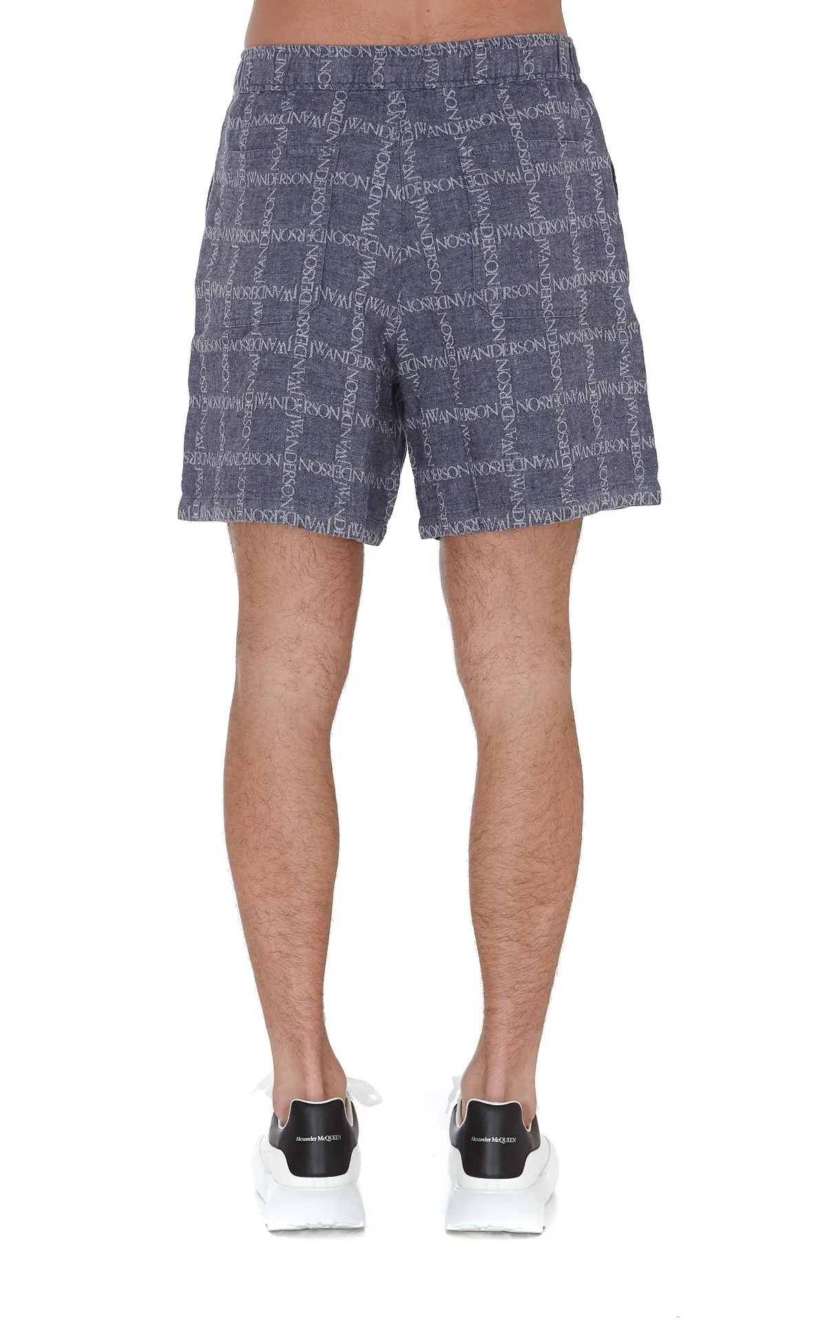 JW Anderson All-Over Logo Print Wide Leg Shorts