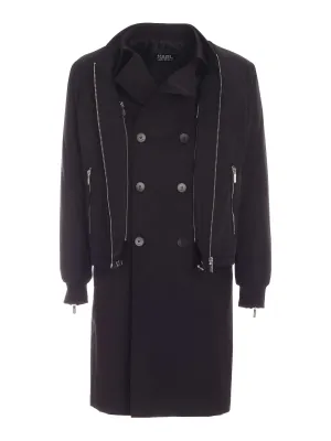 Karl Lagerfeld Double-Breasted Bomber Trench Coat