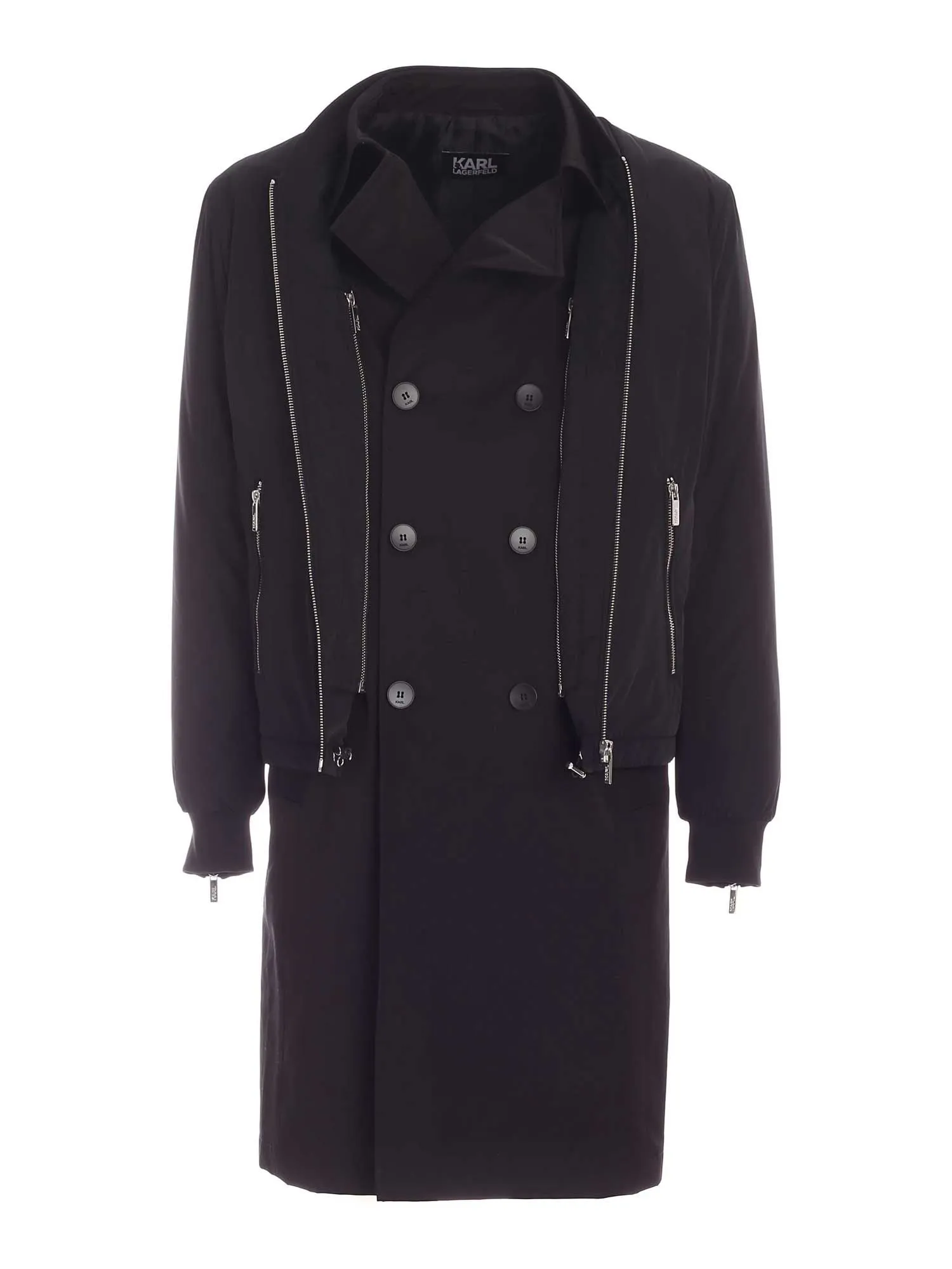 Karl Lagerfeld Double-Breasted Bomber Trench Coat