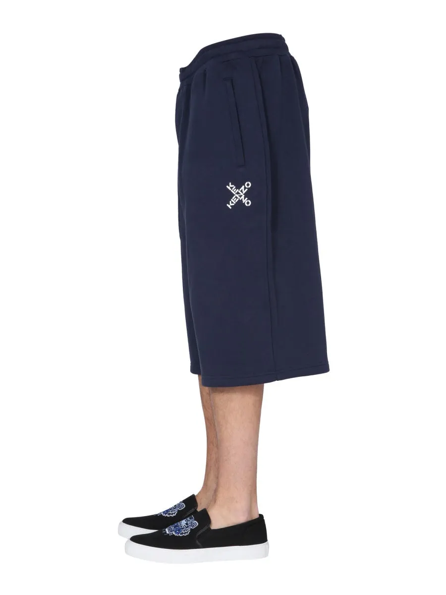 Kenzo Little X Logo Print Oversized Shorts