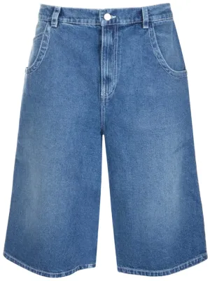 Kenzo Logo Patch Straight Cut Denim Shorts