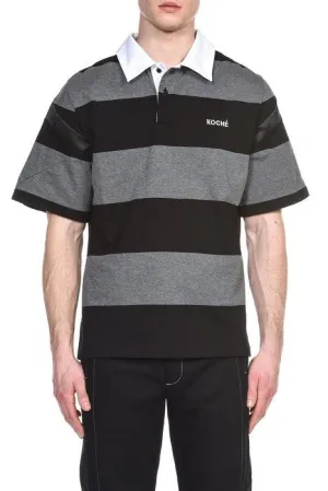 Koch Logo Embroidered Striped Polo Shirt