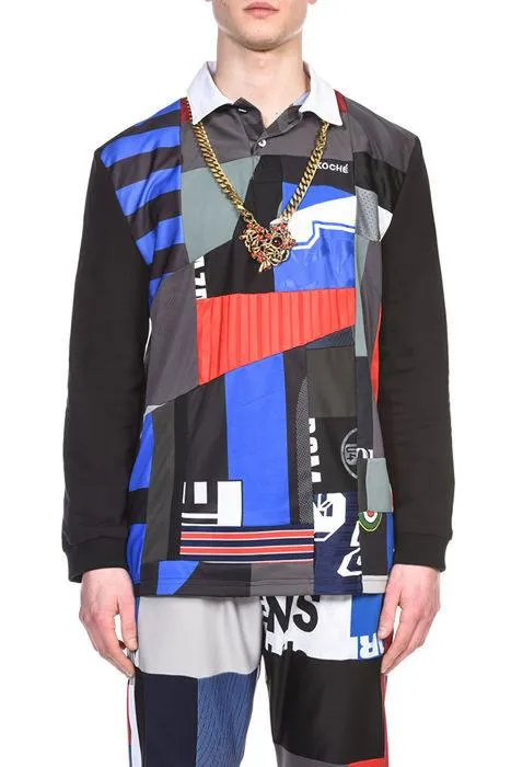 Koch Long Sleeved Patchwork Polo Shirt