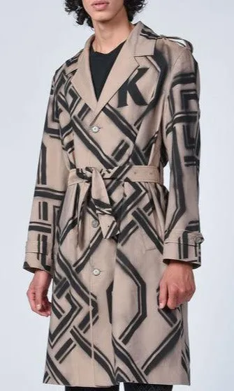 Koch Monogram Spray Printed Trench Coat