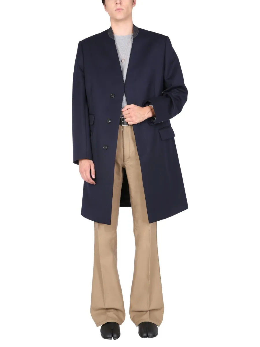 Maison Margiela Collarless Single Breasted Coat