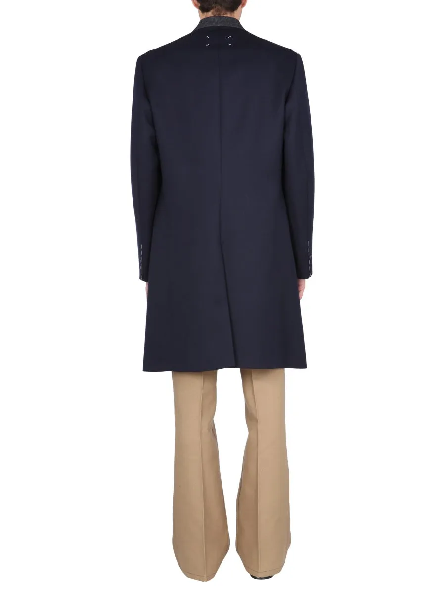 Maison Margiela Collarless Single Breasted Coat