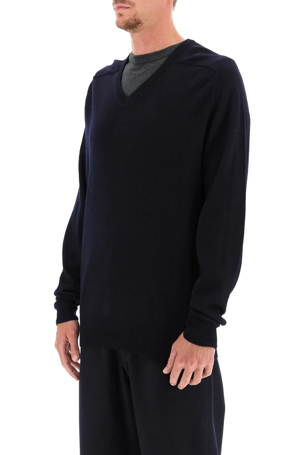 Maison Margiela Ribbed Hem Elbow Patch Sweater