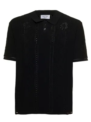 Marine Serre Straight Hem Knitted Polo Shirt