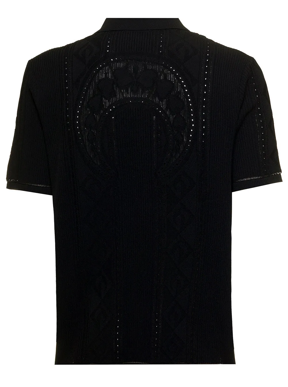 Marine Serre Straight Hem Knitted Polo Shirt