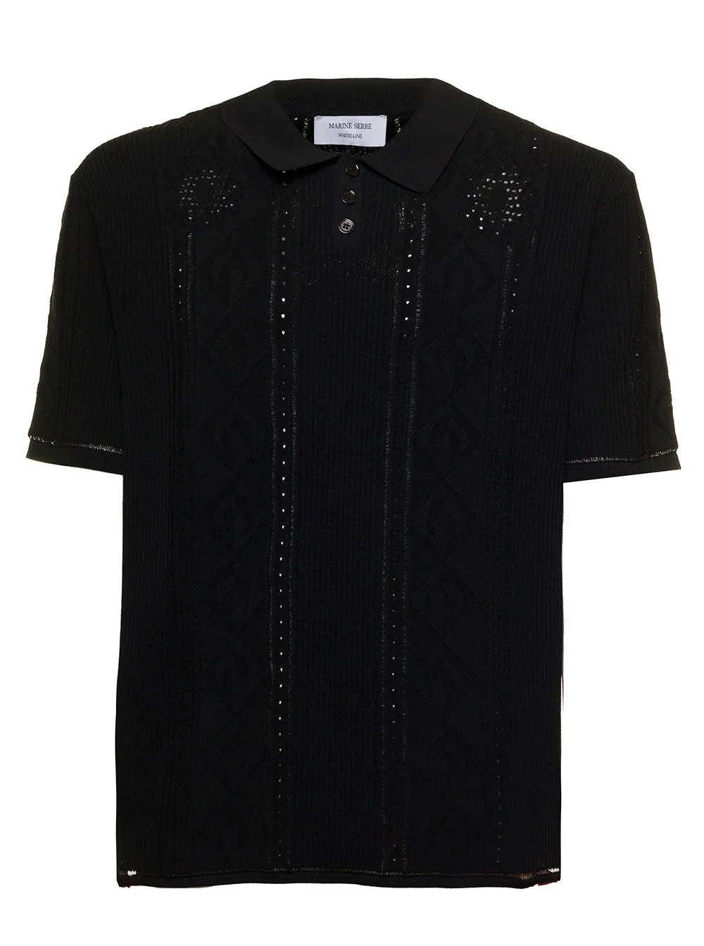 Marine Serre Straight Hem Knitted Polo Shirt