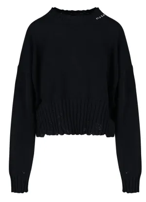 Marni Logo Embroidered Mockneck Sweater