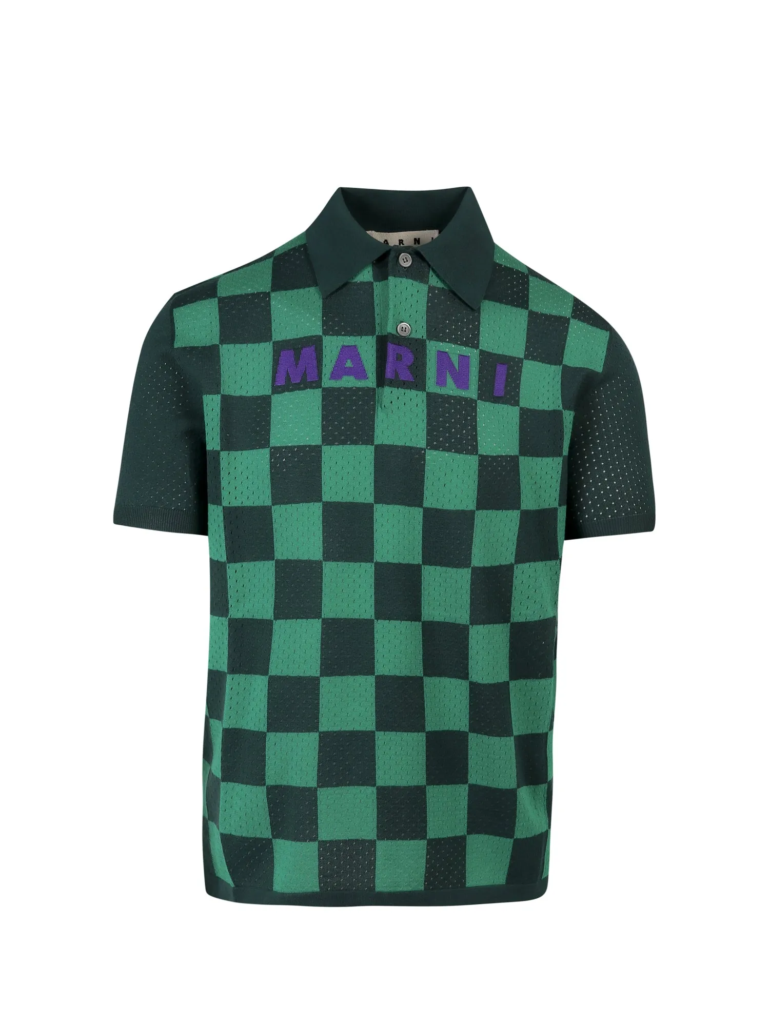 Marni Short-Sleeved Checked Polo Shirt