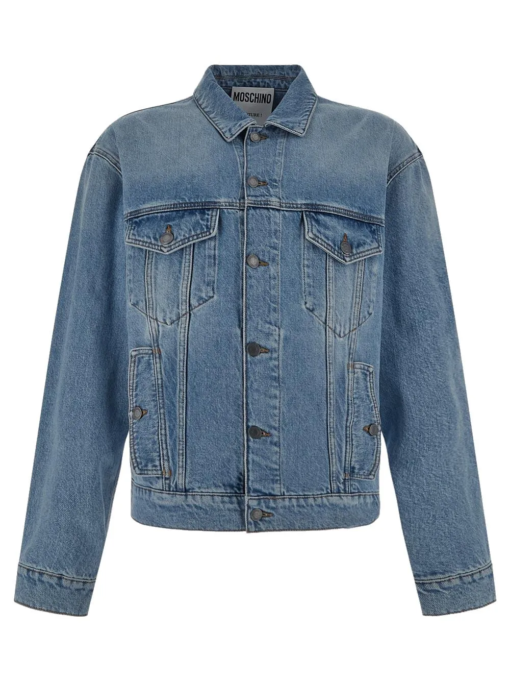 Moschino Logo Embroidered Denim Jacket