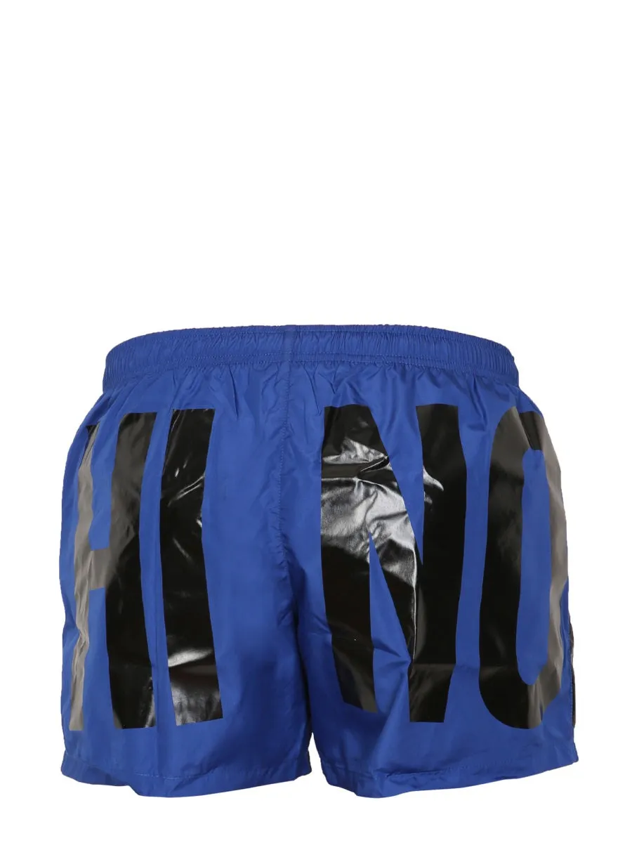 Moschino Logo Print Drawstring Swim Shorts