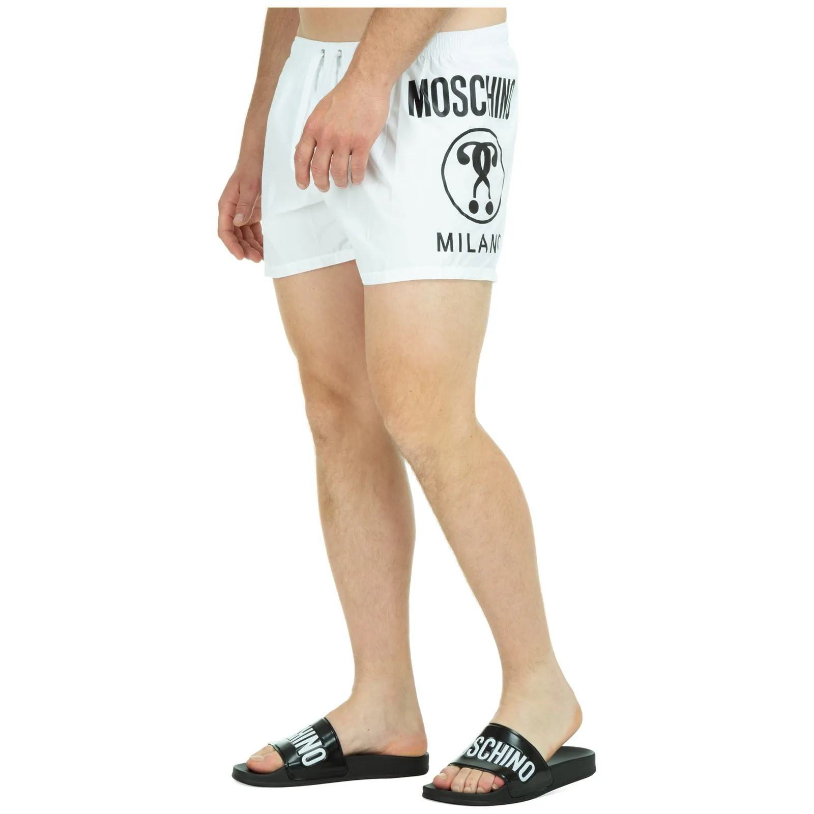 Moschino Logo Print Drawstring Swim Trunks