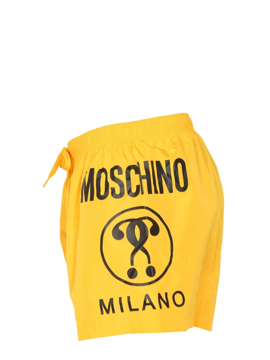 Moschino Logo Print Drawstring Swim Trunks