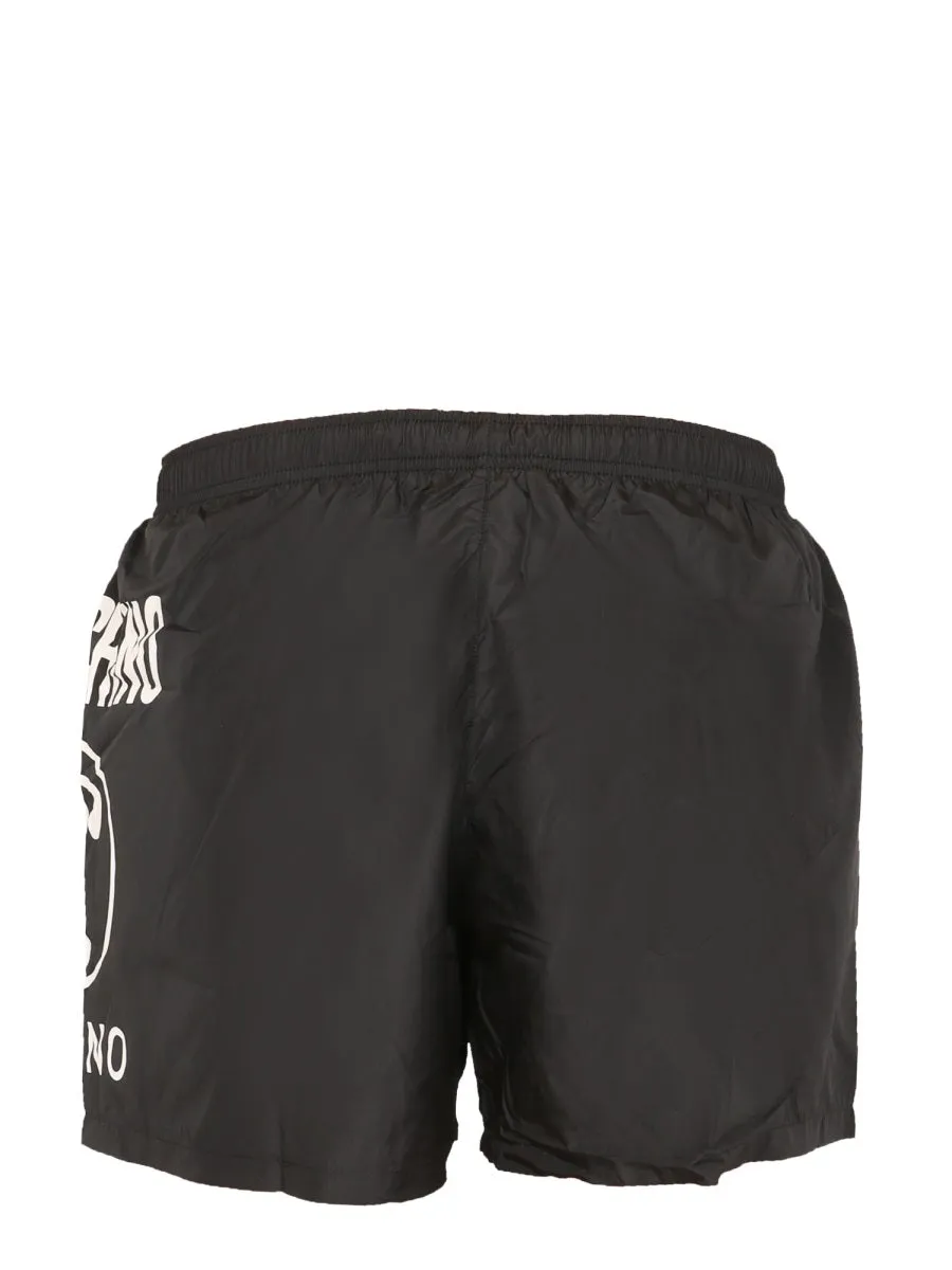 Moschino Logo Print Drawstring Swim Trunks
