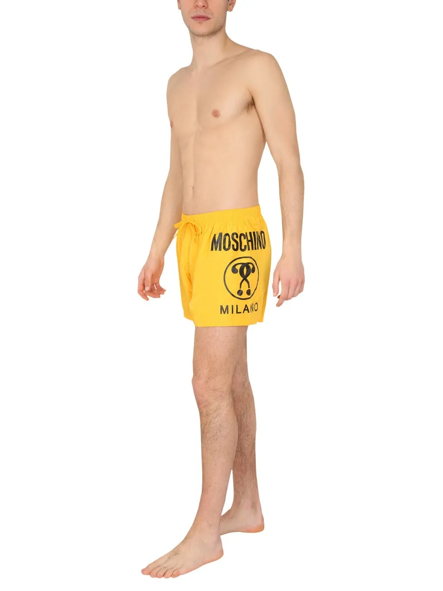 Moschino Logo Print Drawstring Swim Trunks